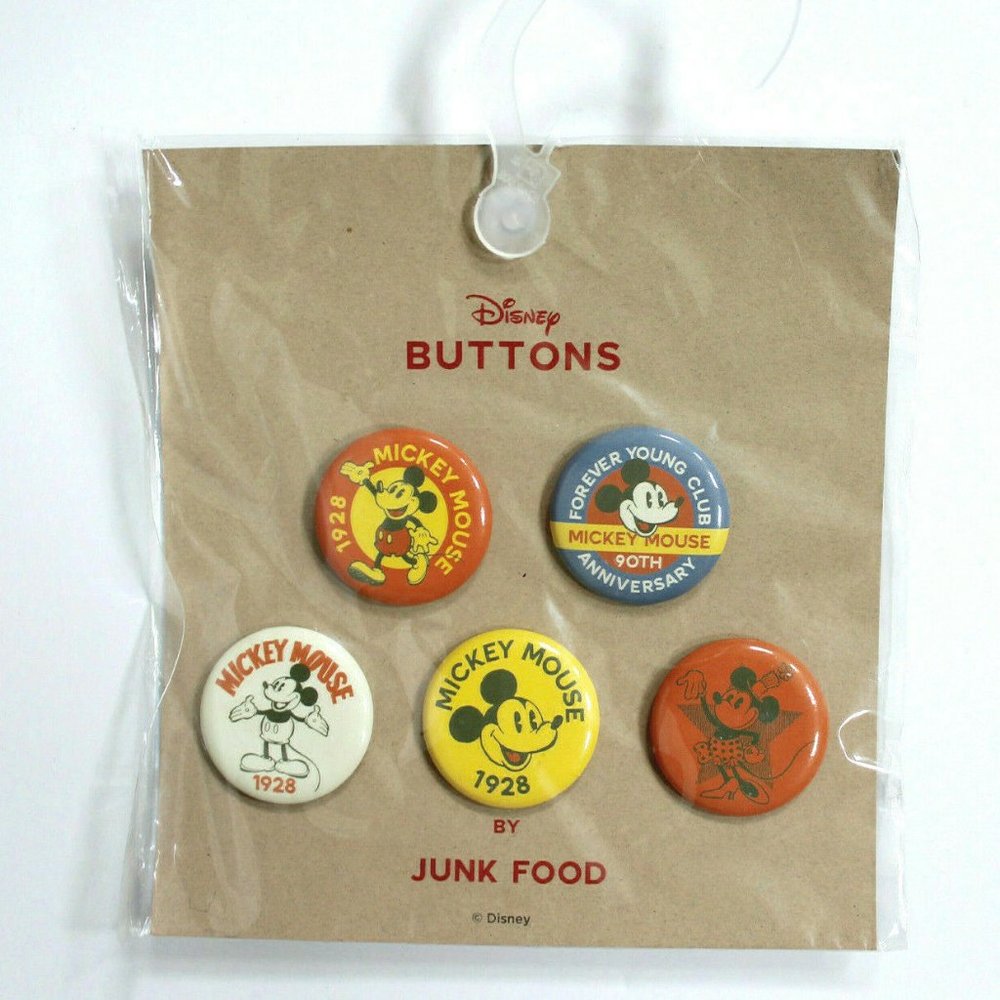 Disney x Junk Food 5-Pack Mickey and Minnie Mouse Buttons (A)
